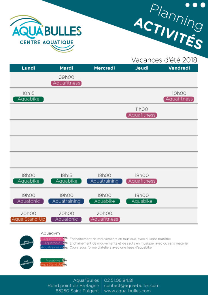Planning des cours _ été 2018