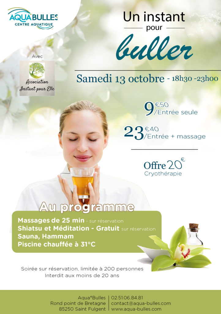 Soirée zen - Piscine Aqua°Bulles St Fulgent